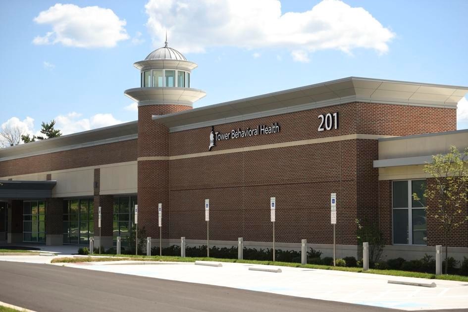 Brick behavioral-health hospital entrance